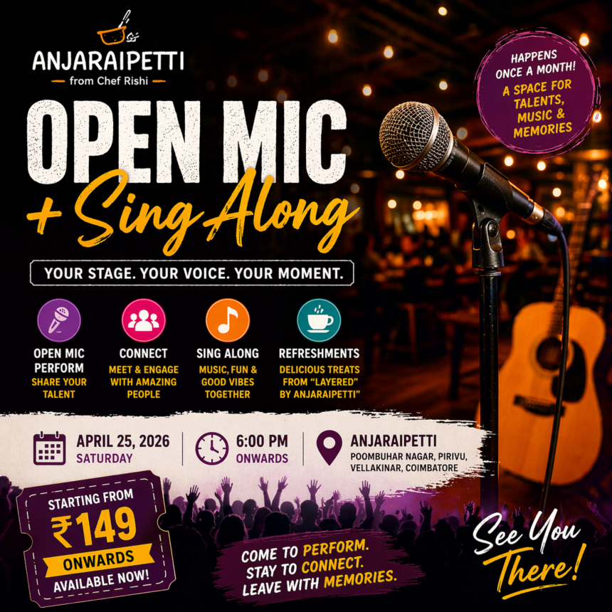 Anjaraipetti Open Mic Sing Along Coimbatore 2026 live music performance and talent showcase event