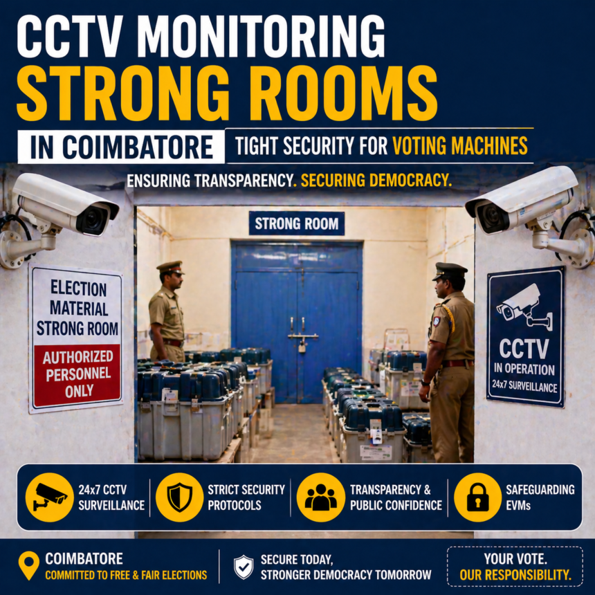 cctv monitoring strong rooms coimbatore voting machines election security