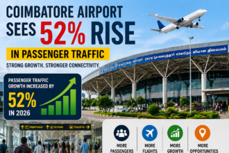 Passengers at Coimbatore International Airport during rising domestic and international air travel demand in 2026