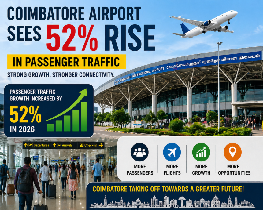 Passengers at Coimbatore International Airport during rising domestic and international air travel demand in 2026