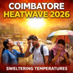 Coimbatore Heatwave 2026 showing hot weather conditions and people coping with extreme heat in the city