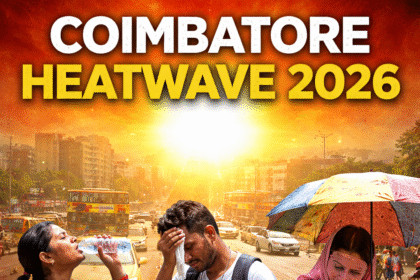 Coimbatore Heatwave 2026 showing hot weather conditions and people coping with extreme heat in the city