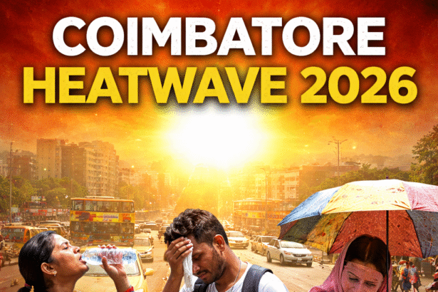 Coimbatore Heatwave 2026 showing hot weather conditions and people coping with extreme heat in the city