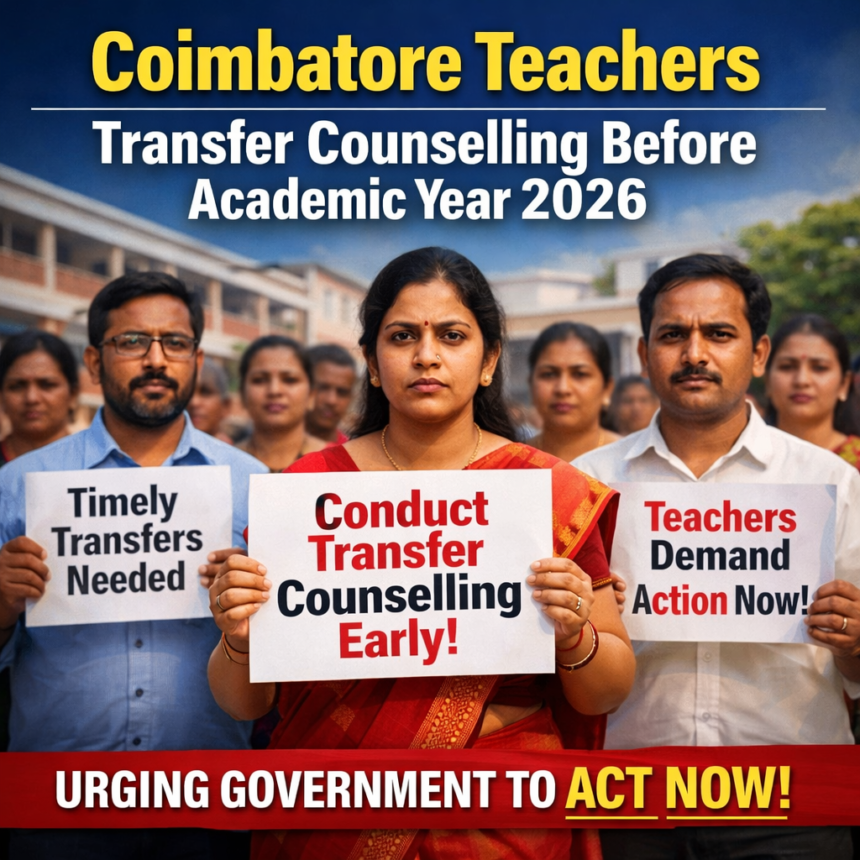 Coimbatore teachers requesting transfer counselling before academic year 2026 Tamil Nadu