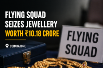 flying squad seizes gold diamond jewellery Coimbatore 2026 election checking CODISSIA seizure