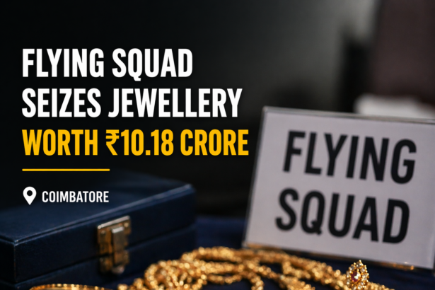 flying squad seizes gold diamond jewellery Coimbatore 2026 election checking CODISSIA seizure
