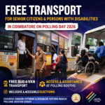 free transport senior citizens disabled Coimbatore polling day 2026 election voting support
