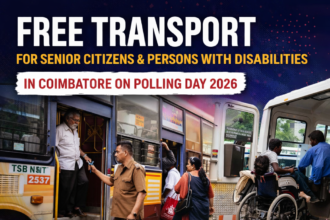 free transport senior citizens disabled Coimbatore polling day 2026 election voting support