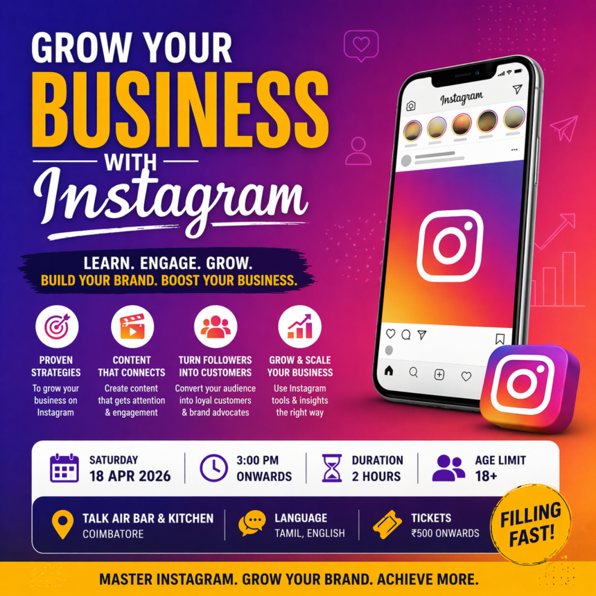 Grow Your Business with Instagram Event Coimbatore 2026 social media marketing workshop entrepreneurs