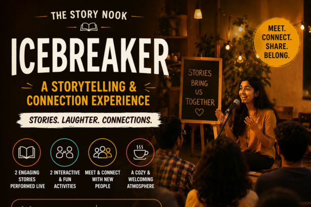 Icebreaker Storytelling Event Coimbatore 2026 live storytelling social gathering SAHA cafe