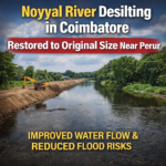 Noyyal river desilting Coimbatore near Perur restoring river width and improving water flow