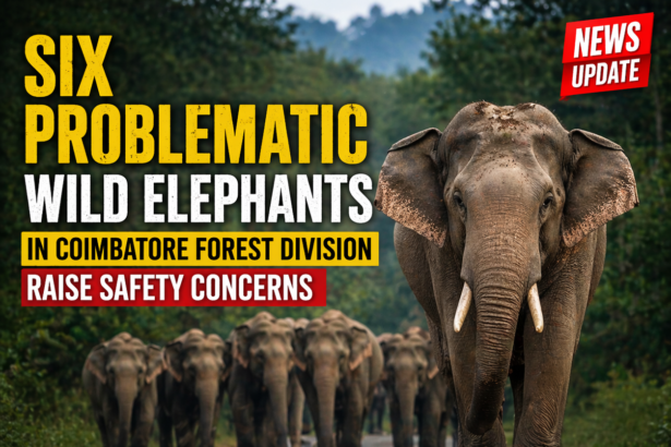 six problematic wild elephants Coimbatore forest division human wildlife conflict alert