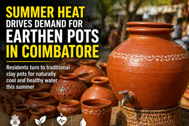 Traditional earthen pots sold in Coimbatore during summer as residents seek natural cooling solutions amid rising temperatures