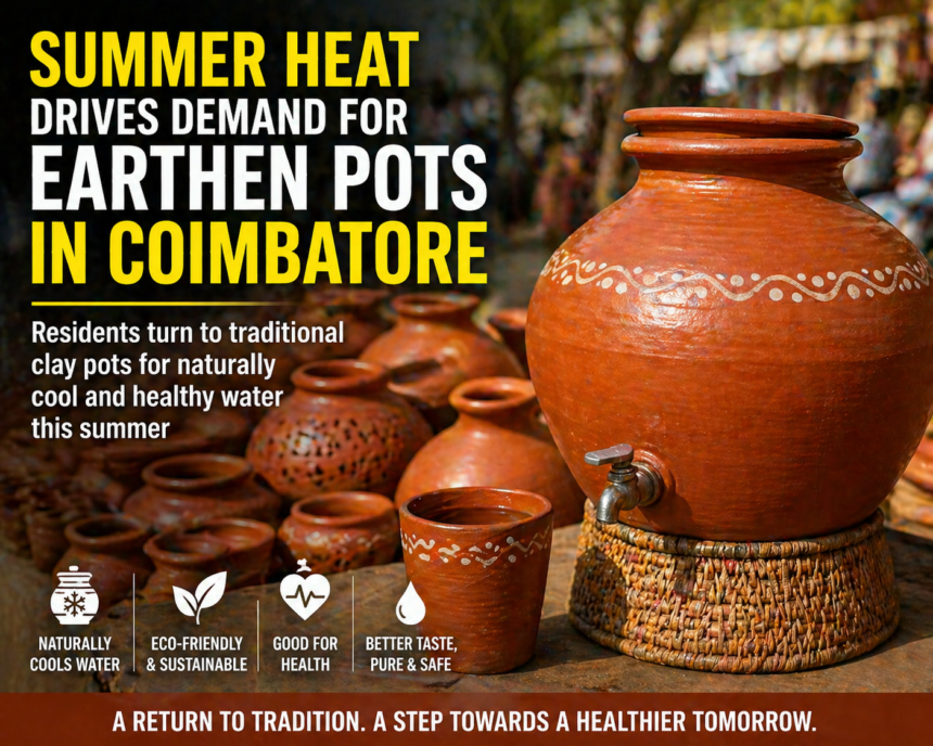 Traditional earthen pots sold in Coimbatore during summer as residents seek natural cooling solutions amid rising temperatures