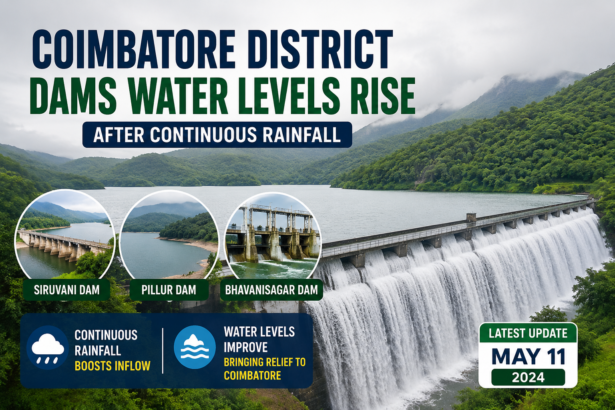 Coimbatore district dams water levels rise after continuous rainfall in Siruvani and Pillur regions