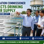 Corporation Commissioner inspecting drinking water supply infrastructure in Coimbatore city