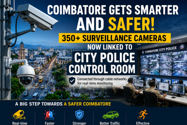 Coimbatore city 350 surveillance cameras connected live to police control room monitoring system