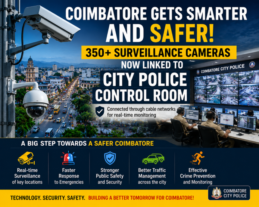 Coimbatore city 350 surveillance cameras connected live to police control room monitoring system