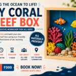 Kids and families participating in the DIY Coral Reef Box Workshop in Coimbatore