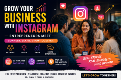 Grow Your Business with Instagram entrepreneurs networking event in Coimbatore discussing Instagram marketing and startup growth strategies
