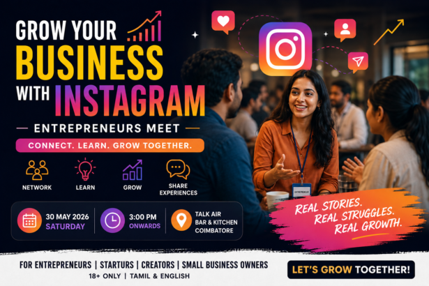Grow Your Business with Instagram entrepreneurs networking event in Coimbatore discussing Instagram marketing and startup growth strategies