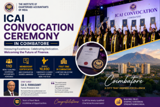 Newly qualified Chartered Accountants receiving certificates at the ICAI Convocation Ceremony in Coimbatore