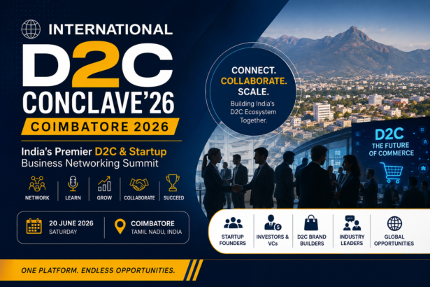 Startup founders and investors networking at International D2C Conclave’26 Coimbatore 2026 event