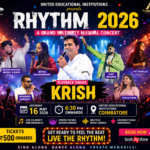Crowd enjoying live performances at RHYTHM 2026 Coimbatore celebrity musical concert event