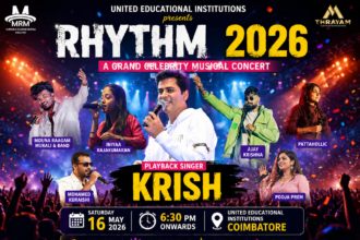Crowd enjoying live performances at RHYTHM 2026 Coimbatore celebrity musical concert event
