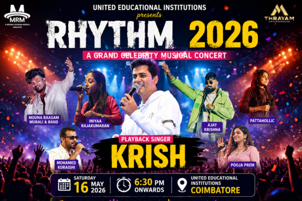 Crowd enjoying live performances at RHYTHM 2026 Coimbatore celebrity musical concert event