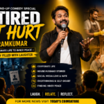 Ramkumar performing Retired NOT Hurt Tamil Stand-Up Comedy Show in Coimbatore about corporate life, house husband experiences and inner peace