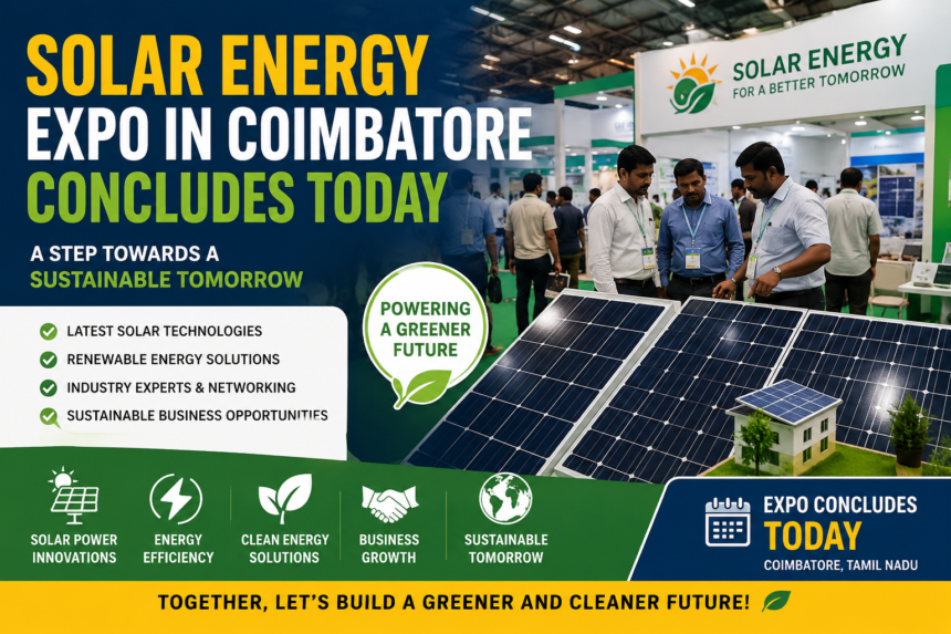 Visitors exploring solar energy technologies at the Solar Energy Expo in Coimbatore 2026