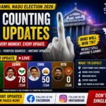 Tamil Nadu Election 2026 live vote counting updates showing TVK, ADMK, DMK and NTK seat trends