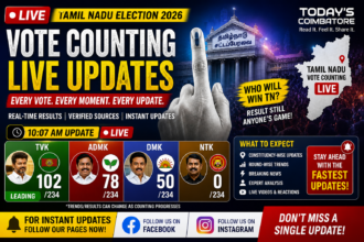 Tamil Nadu Election 2026 live vote counting updates showing TVK, ADMK, DMK and NTK seat trends