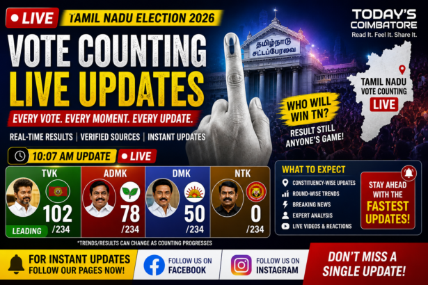 Tamil Nadu Election 2026 live vote counting updates showing TVK, ADMK, DMK and NTK seat trends