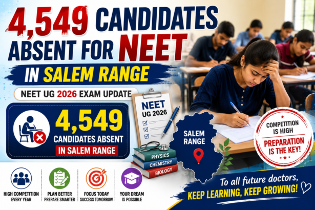 Students appearing for NEET UG 2026 as Salem Range records 4,549 absentees during the medical entrance examination