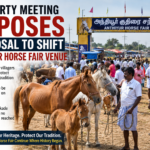 People and horses at the historic Anthiyur Horse Fair in Tamil Nadu as political leaders and villagers oppose shifting the traditional fair venue.