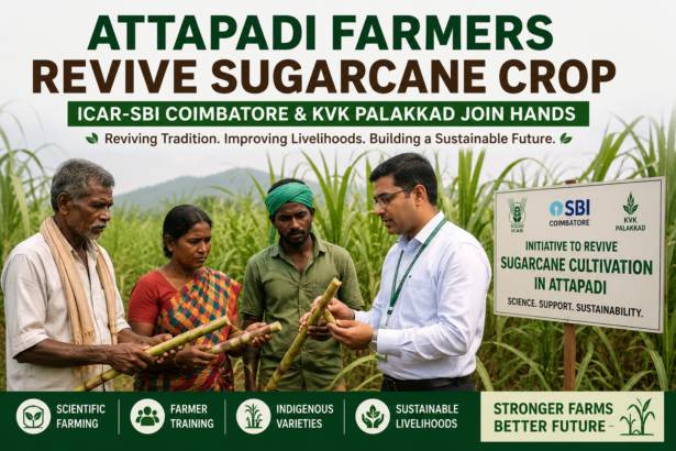 Attapadi farmers cultivating sugarcane with support from ICAR-SBI Coimbatore and KVK Palakkad