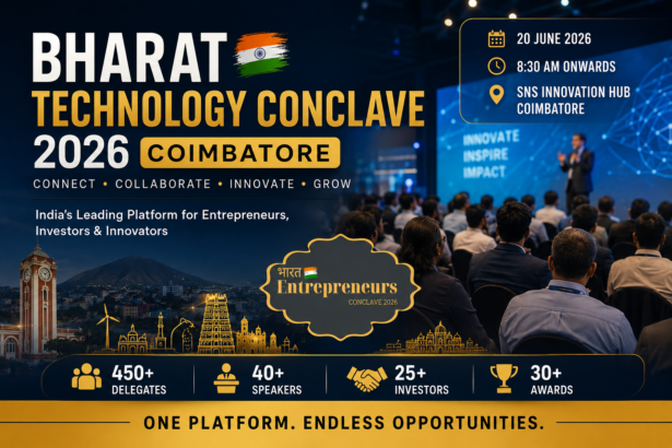 Bharat Technology Conclave 2026 Coimbatore featuring entrepreneurs, investors, startup founders and technology leaders networking at a major business event