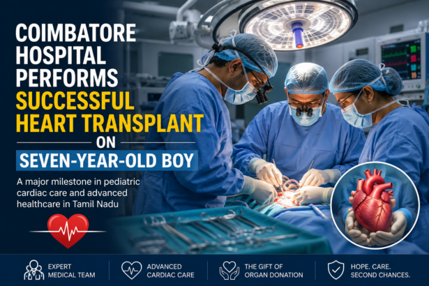 Doctors at a Coimbatore hospital successfully perform a heart transplant on a seven-year-old boy, highlighting advancements in pediatric cardiac care.
