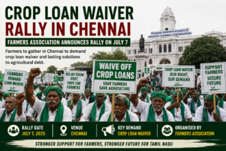 Tamil Nadu farmers participating in crop loan waiver rally demanding agricultural debt relief in Chennai