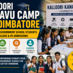 Government school students receiving college and ITI admission guidance at Kalloori Kanavu Camp in Coimbatore