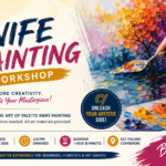 Participants learning palette knife painting techniques at Knife Painting Workshop in Coimbatore 2026