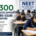 Students appearing for the NEET Re-Exam in Coimbatore during the 2026 medical entrance examination