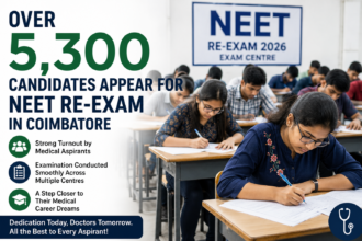 Students appearing for the NEET Re-Exam in Coimbatore during the 2026 medical entrance examination