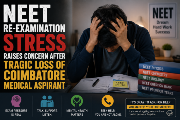 Students preparing for competitive examinations amid discussions on mental health and academic pressure