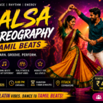 Participants performing salsa choreography to Tamil beats at a dance workshop in Coimbatore