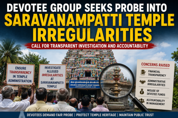 Devotees seeking investigation into alleged irregularities at Saravanampatti temple in Coimbatore