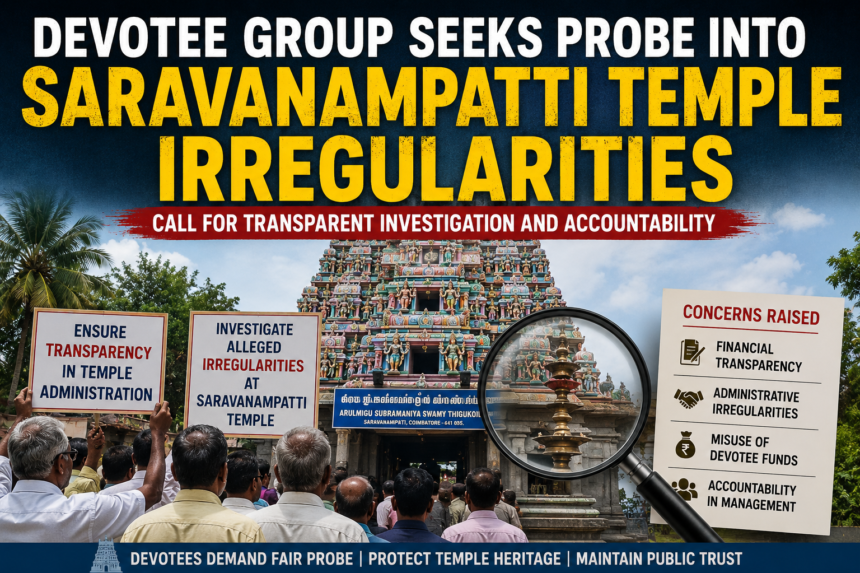 Devotees seeking investigation into alleged irregularities at Saravanampatti temple in Coimbatore