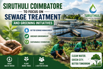 Environmental conservation activities by Siruthuli Coimbatore focusing on sewage treatment and urban greening projects